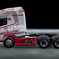 Fisher Brothers Red White Heavy Duty Truck With Stylish Graphics Driving On Road