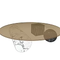 Modern Round Coffee Table With Glass Top And Marble Support Elements