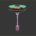 Futuristic Architectural Structure With Colorful Circular Disk Shaped Top And Tiered Support Column