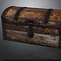 Antique Vintage Wooden Chest With Rustic Wood Finish And Metal Straps