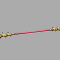 Red Staff Weapon With Golden Dragon Head And Detailed Ornate Decorations