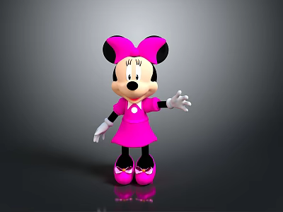 Minnie Mouse Doll With Pink Dress Black Ears Pink Bow White Gloves And Pink Shoes 3d model