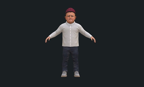 T-shaped boy little old man 3d model