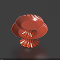 Coral Red Stacked Plates With Ruffled Edges For Home Dining Table 3d model