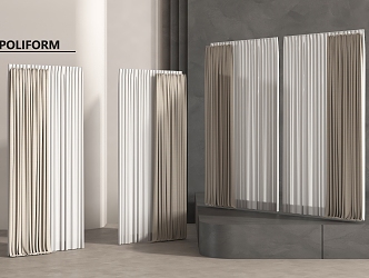 Modern Fabric Curtain Pleated Fabric Yarn 3d model