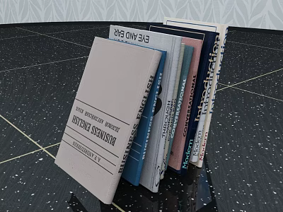 Stacked Books And Magazines With Diverse Cover Designs On Speckled Desktop Surface 3d model