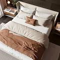 Modern Background Double Bed Double Bed 3d model