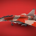 Red And White Fighter Jet With Open Cockpit On Red Background 3d model