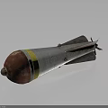 Rusted Vintage Orange Silver Military Bomb With Yellow Stripe And Tail Fins