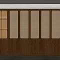 Wooden Wardrobe Interior with Glass Panel Doors Lattice Design and Drawers