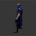 Mystical Fantasy Character Wearing Ornate Armor Blue Cloak And Decorative Helmet