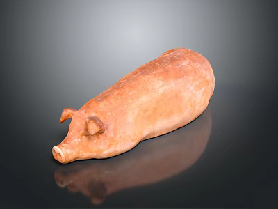 Golden Brown Roast Pig with Crispy Skin on Black Reflective Surface 3d model