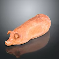 Golden Brown Roast Pig with Crispy Skin on Black Reflective Surface
