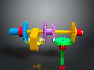 Modern Lighting Fixture Combination With Colorful Gear Mechanical Design Elements 3d model