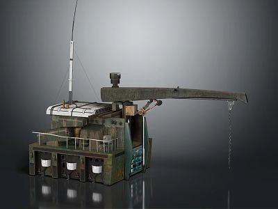 Industrial Crane Equipment Featuring Extendable Arm Mounted Antenna Operator Platform And Storage Compartments 3d model