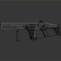 Futuristic Sci-Fi Weapon Design With Metallic Texture Blue Glowing Accents And Grip Handle