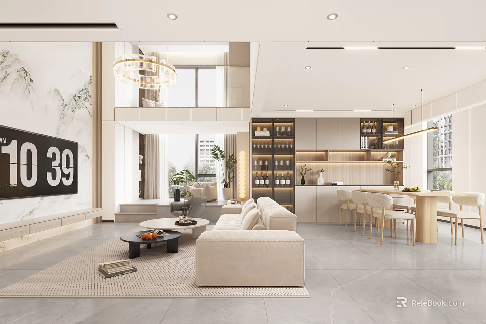 Modern Duplex Living Room With Spacious Layout And Elegant Decor 3d model