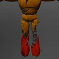 Mechanical Bear Design with Yellow Red Body Top Hat Blue Eyes Joints and Spiked Feet