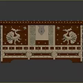 Decorative Vintage Wooden Chest With Metal Studs Carved Birds And Brass Accents