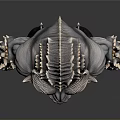 Muscular Monster Creature With Horned Head Fierce Facial Features Clawed Limbs And Spiked Fur Details