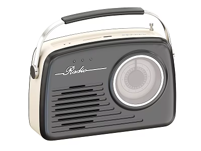 Vintage Retro Radio Portable Daily Use Appliance With Classic Black Beige Design 3d model