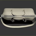 Elegant Beige Leather Handbag With Top Handle And Detachable Shoulder Strap