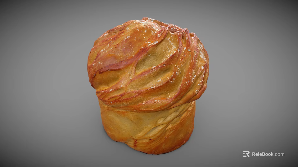 Freshly Baked Round Artisan Bread With Textured Glossy Surface And Golden Crust 3d model 