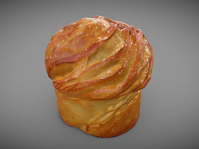 Freshly Baked Round Artisan Bread With Textured Glossy Surface And Golden Crust 3d model