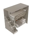 Cozy Children's Bunk Bed With White Stairs And String Lights Decoration