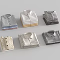 Folded Clothes Collection With Various Styles Shirts And Knitwear In Different Colors
