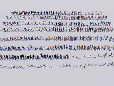 Group of People Gathered Together For Outdoor Event With Laughter And Joy 3d model