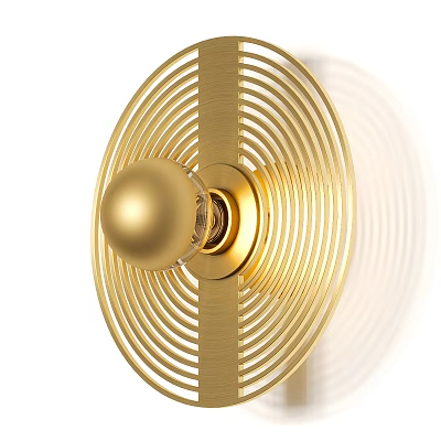 Elegant Gold Modern Wall Light With Circular Rings And Decorative Sphere 3d model