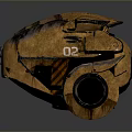 Brown Leather Textured Tank with Number 02 and Wheels on Gray Background
