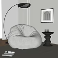 Single-person sofa leisure sofa lazy sofa side several floor lamp books 3d model