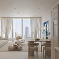 Modern Apartment Bedroom Space With Large Windows Sofa Office Desk And Gaming Chairs