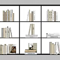 Books and Magazines Neatly Arranged on Modern Minimalist Multi Compartment Shelf with Various Colored Spines