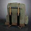 Vintage Canvas Backpack With Black And Yellow Straps And Retro Design Details
