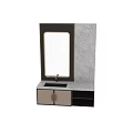 Elegant Bathroom Vanity With Marble Countertop Gold Frame Mirror And Storage Cabinet