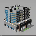 Modern Multi Story Residential Building With Balconies Glass Windows And Entrance