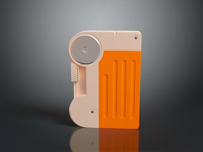 Portable Orange And Beige Household Kitchen Tool With Circular Knob And Striped Design 3d model