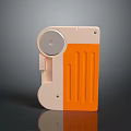 Portable Orange And Beige Household Kitchen Tool With Circular Knob And Striped Design