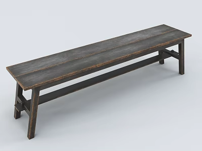 Dark Wooden Outdoor Bench With Rustic Simple Design For Garden Use 3d model