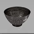 Silver Decorative Bowl With Intricate Carved Patterns And Classic Base Design 3d model