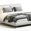 Modern Double Bed Design With Gray White Bedding Pillows And Wooden Nightstand