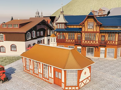 European tourist town fairy tale tourist town 3d model