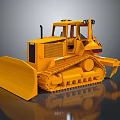 Yellow Construction Bulldozer Featuring Tracked Undercarriage And Large Front Blade 3d model