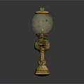 Vintage Gold Brass Wall Lamp With Patterned Transparent Glass Shade And Decorative Base