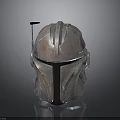 Worn Metal Helmet With Silver Red Finish And Top Antenna 3D Render