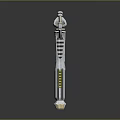 Silver Decorative Weapon with Long Handle Top Curved Structure and Striped Base Design 3d model