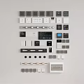 Assorted Modern Switch Panels With Buttons Knobs And Digital Displays